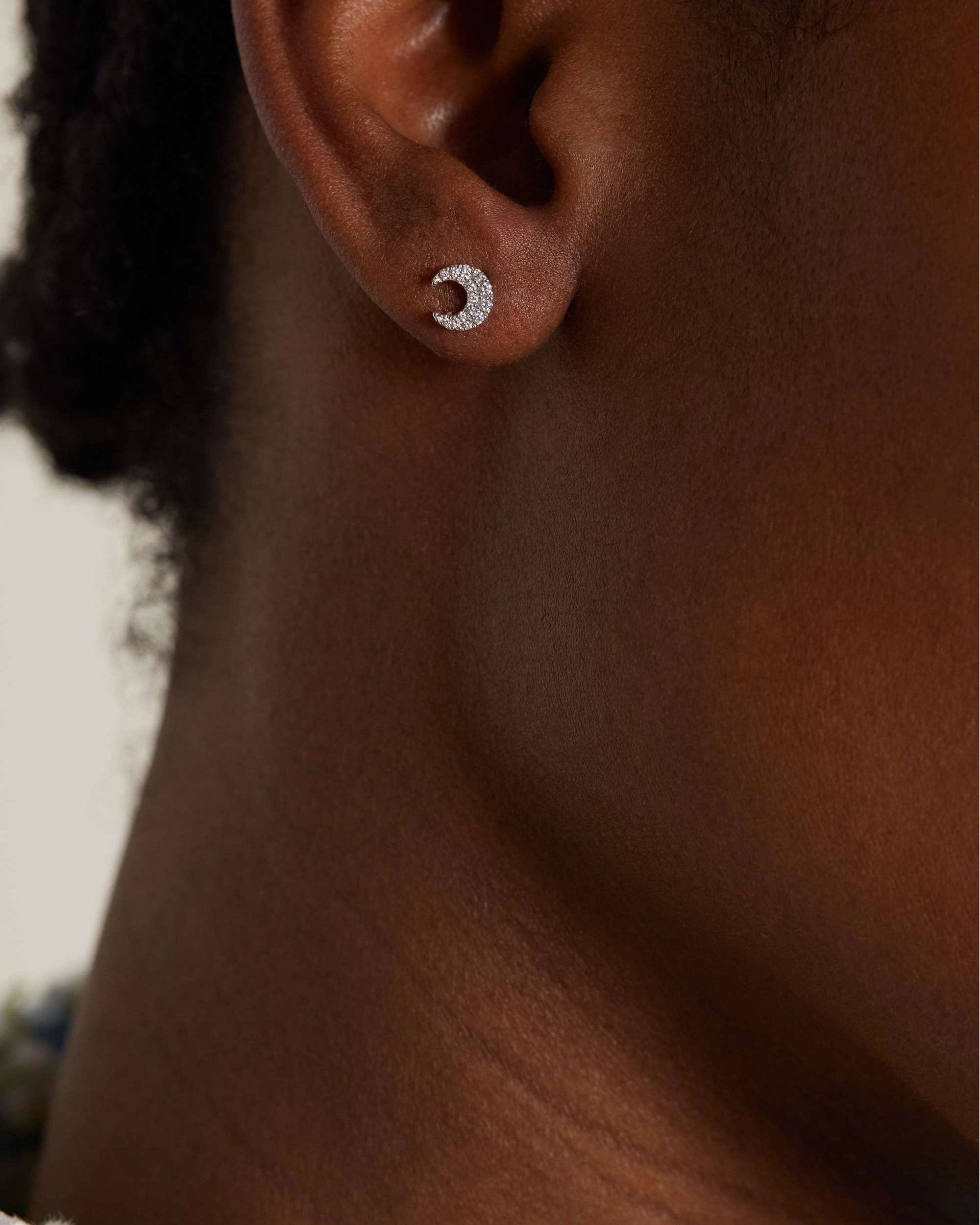 Half Moon Diamond Stud Earrings