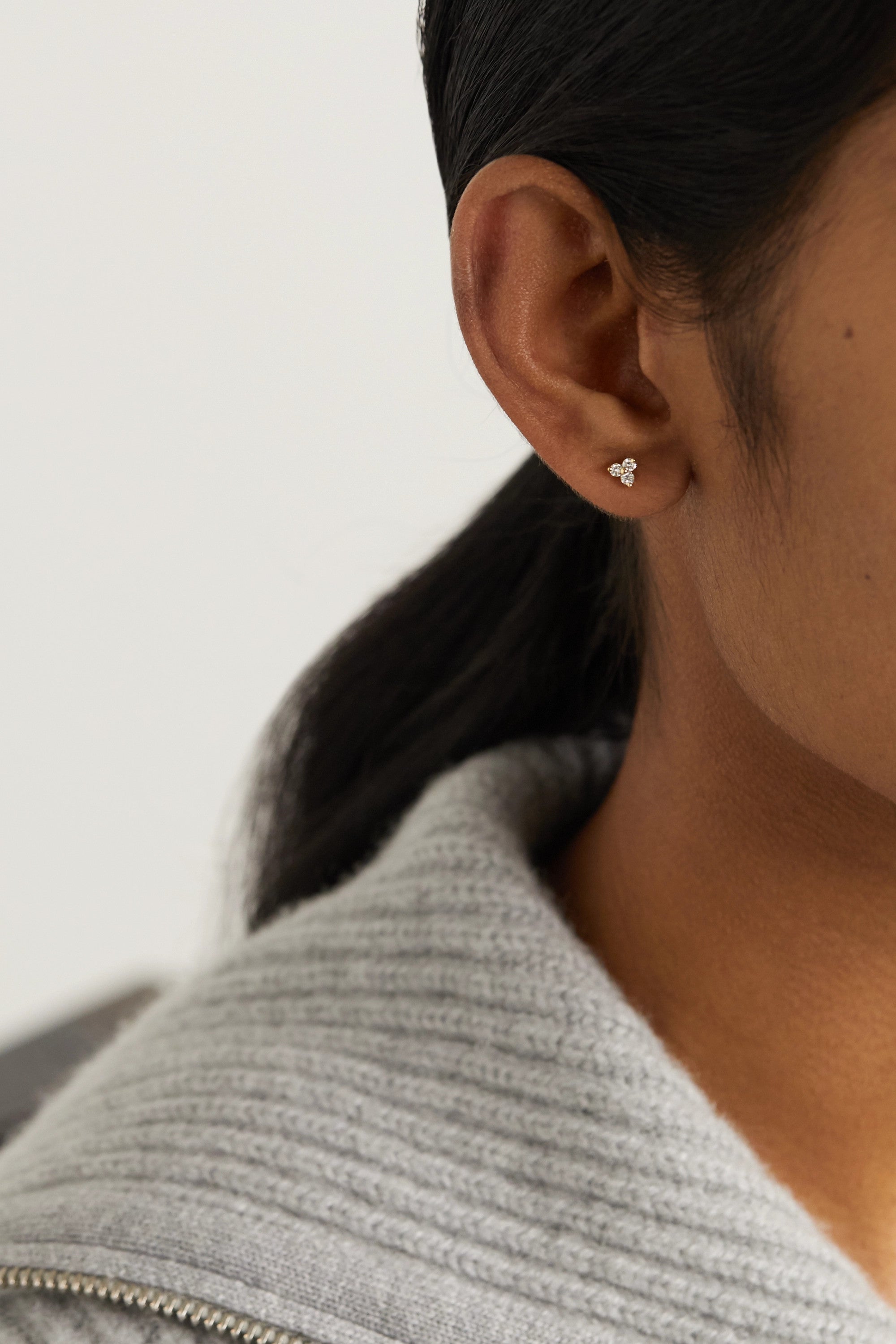 Petite Trois Diamond Stud Earrings 14k