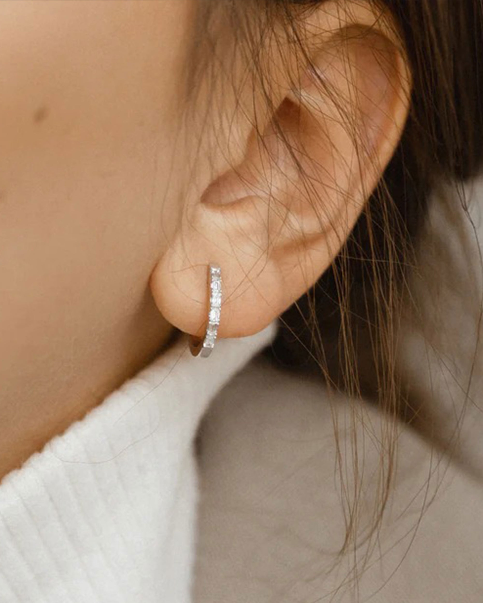 Cannes Festival Diamond Hoop Earrings 14k