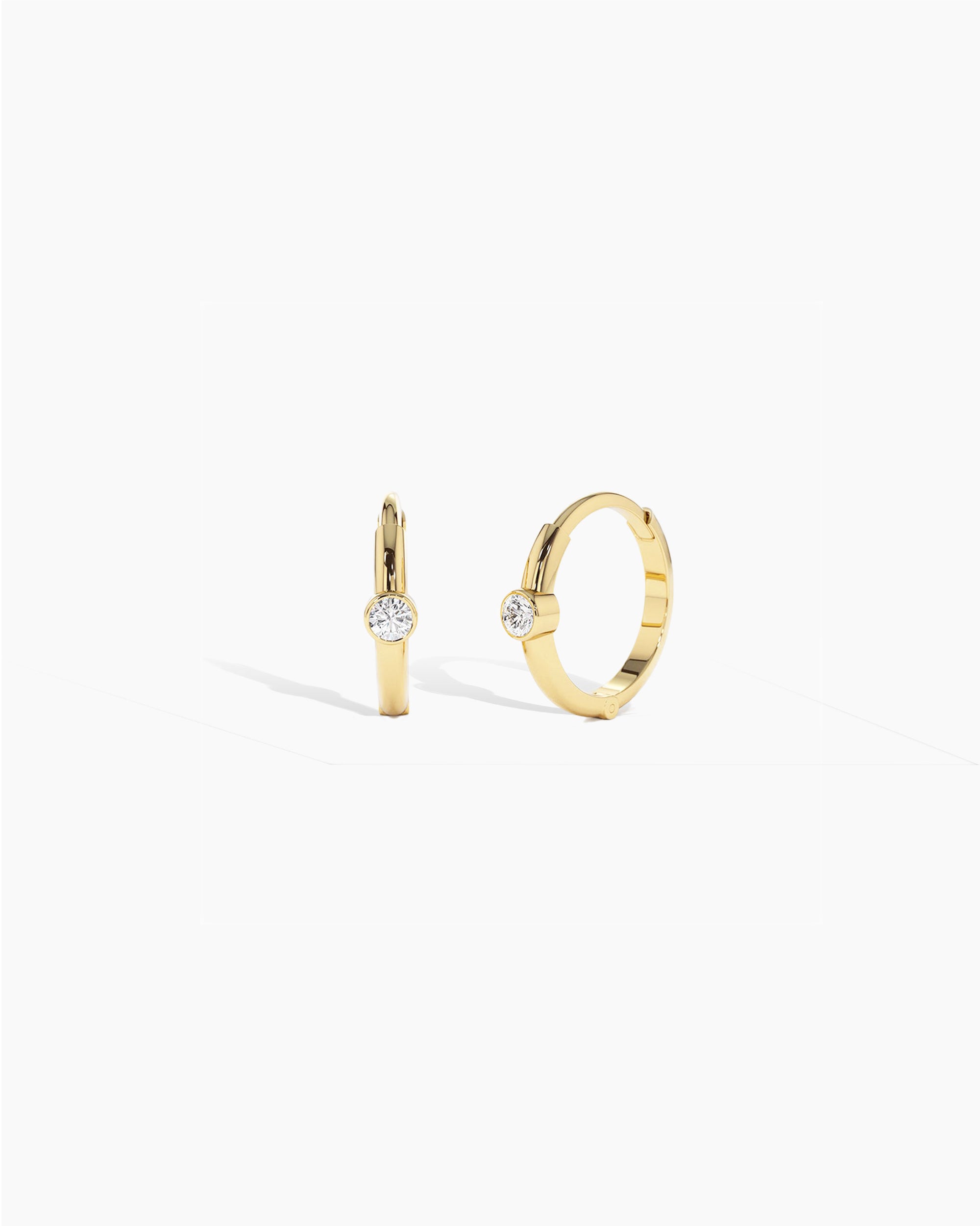 Lyon Rivière Diamond Mini Hoop Earrings 14k