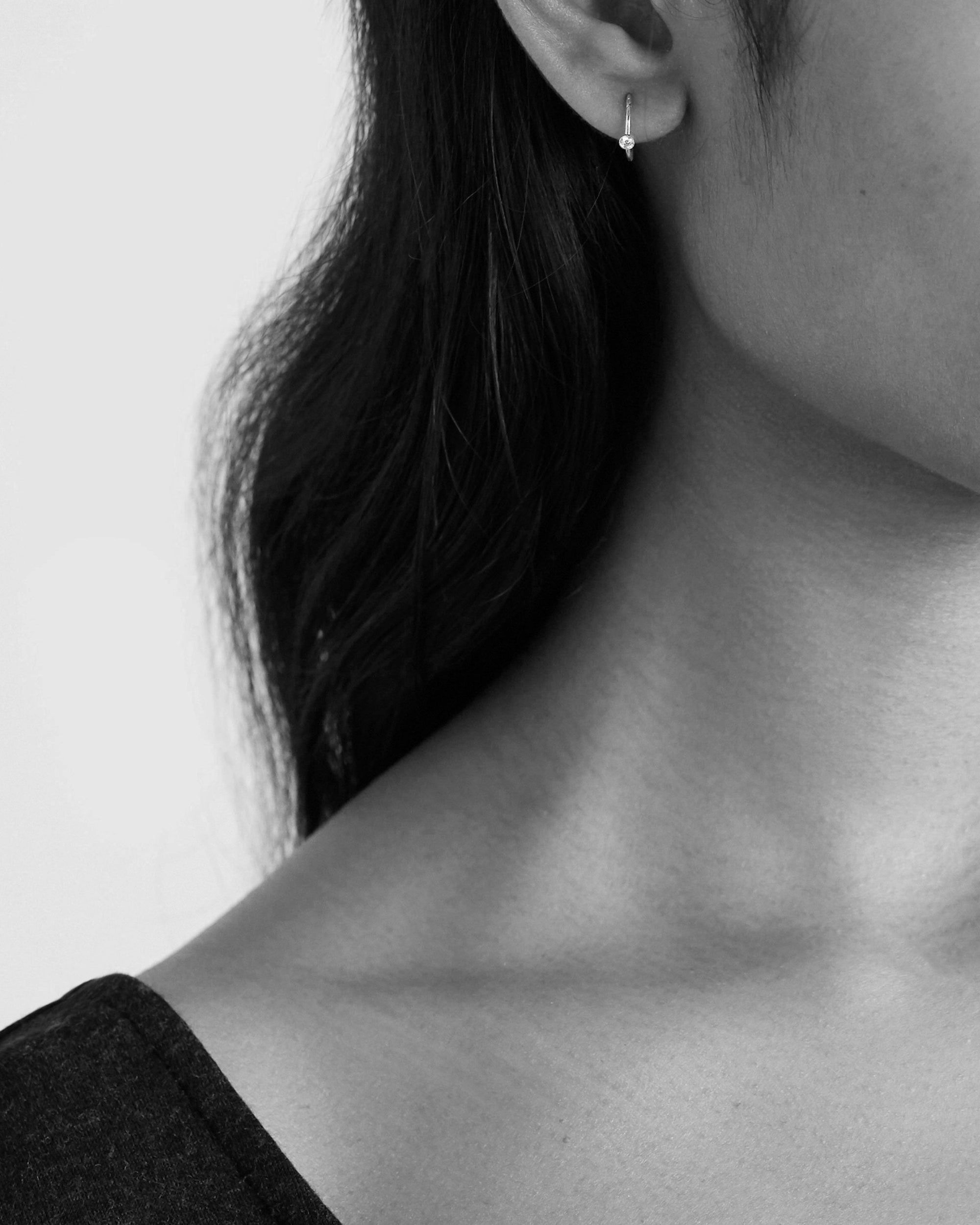 Lyon Rivière Diamond Mini Hoop Earrings 14k