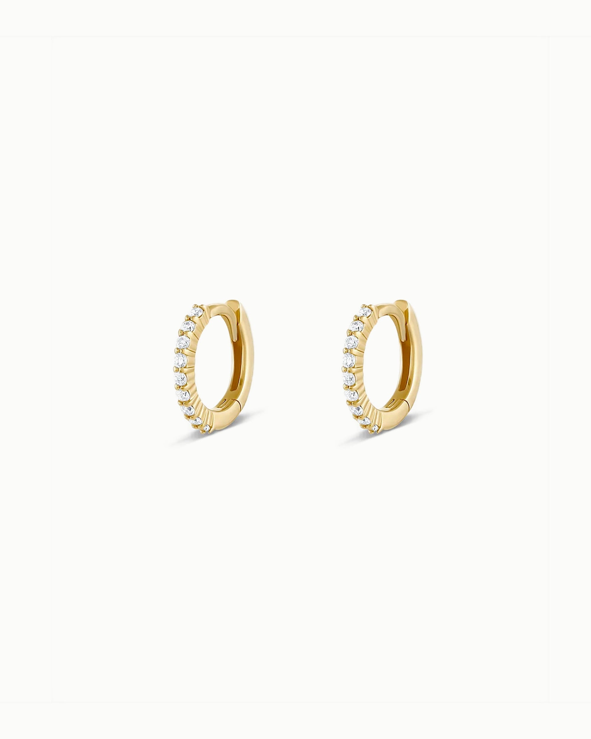 Rio Pave Diamond No. 1 Mini Hoop Earrings 10mm 14k