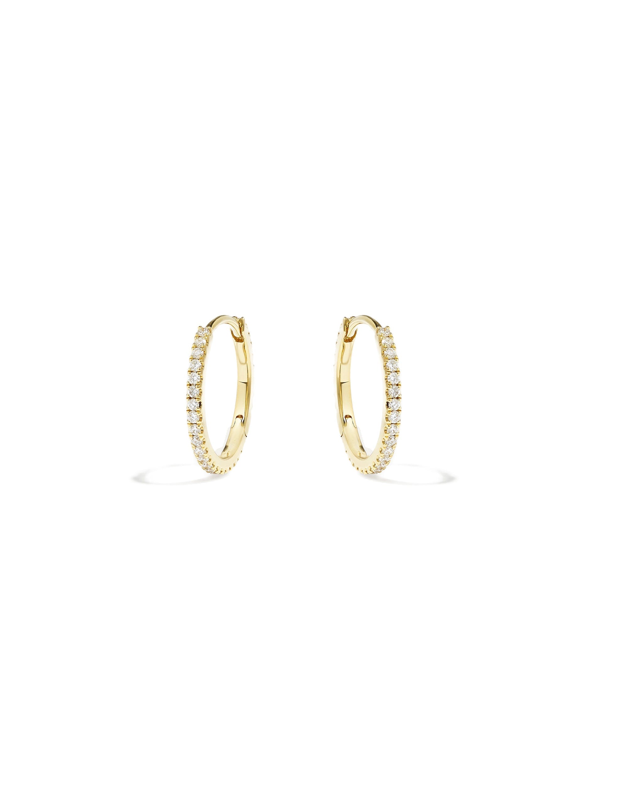 Rio Pave Diamond No. 2 Midi Hoop Earrings 12mm 14k