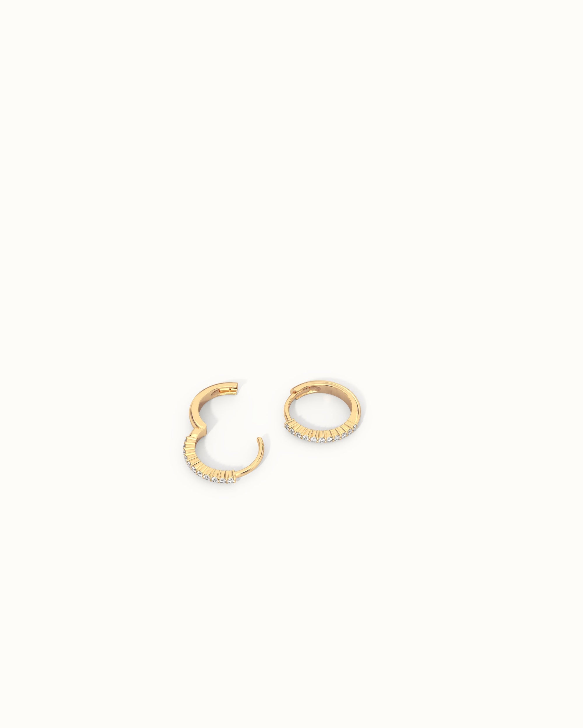 Rio Pave Diamond No. 2 Midi Hoop Earrings 12mm 14k