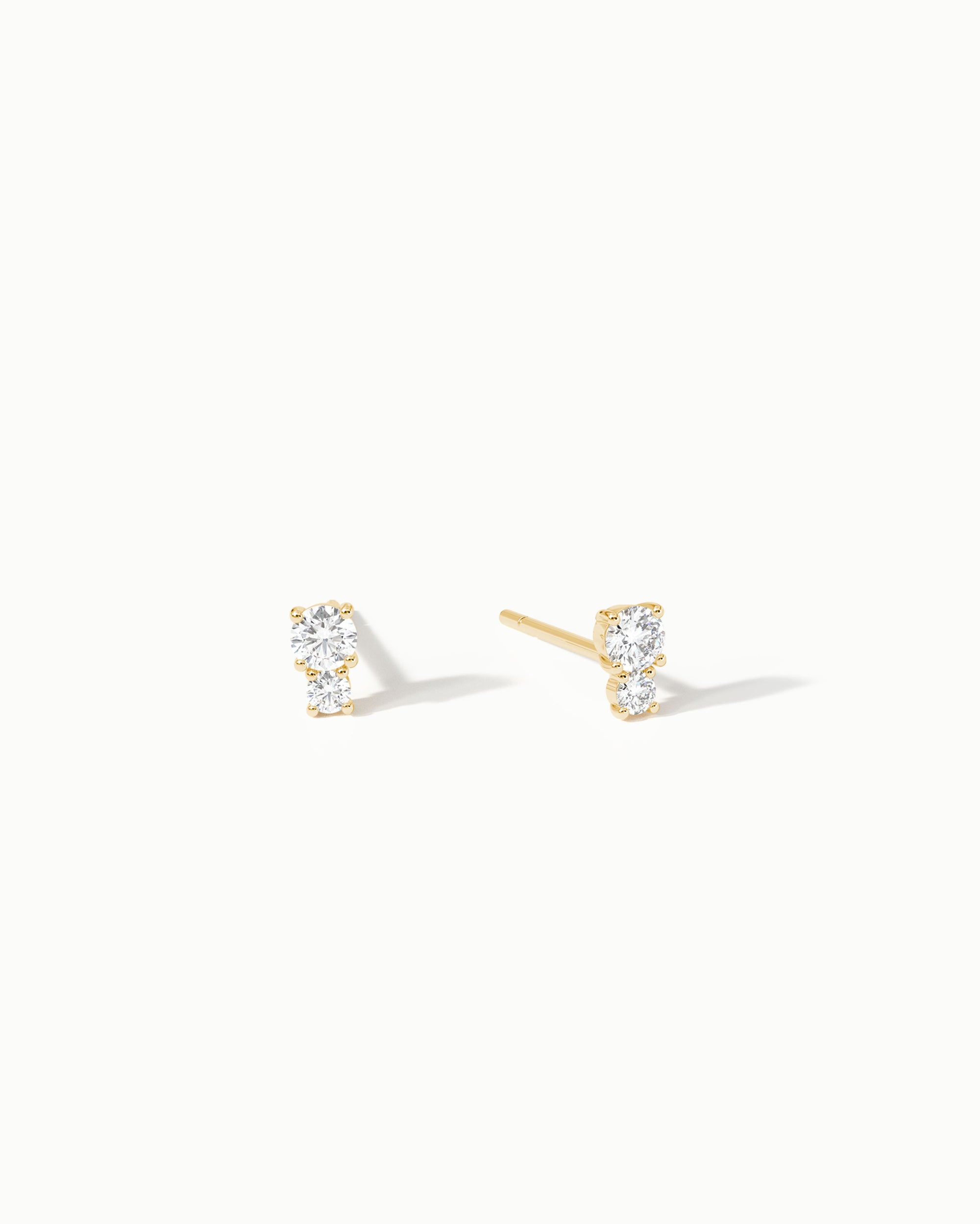 Twin Duo Diamond Stud Earrings 14k
