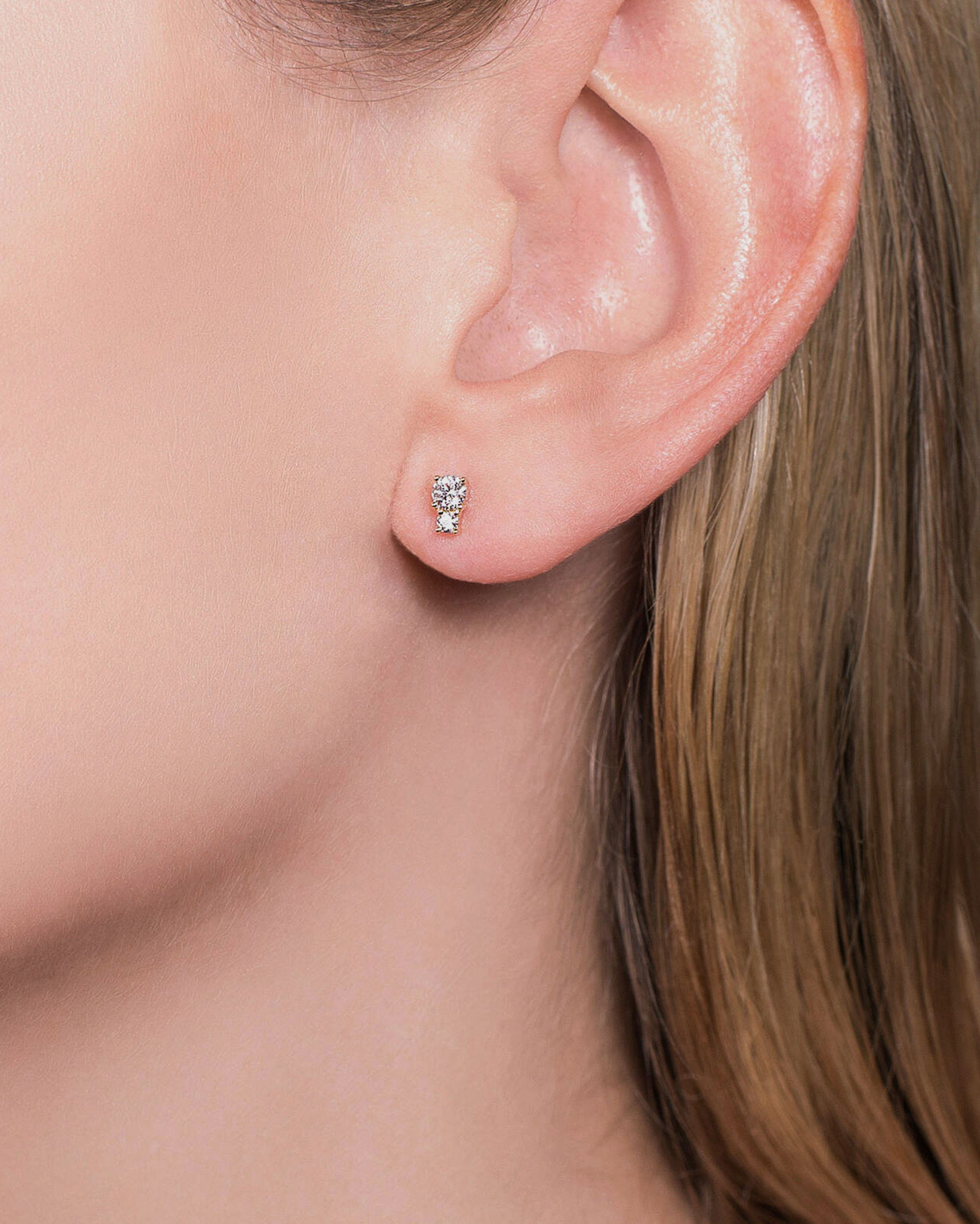 Twin Duo Diamond Stud Earrings 14k
