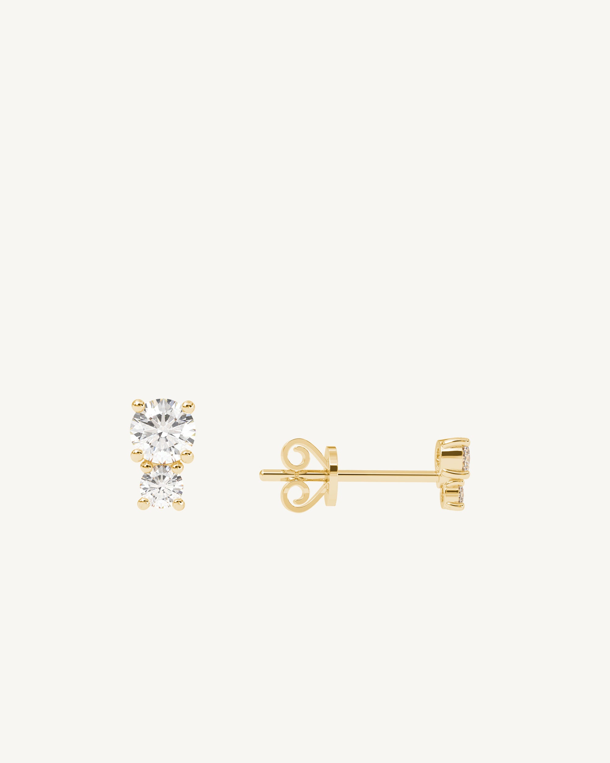 Twin Duo Diamond Stud Earrings 14k