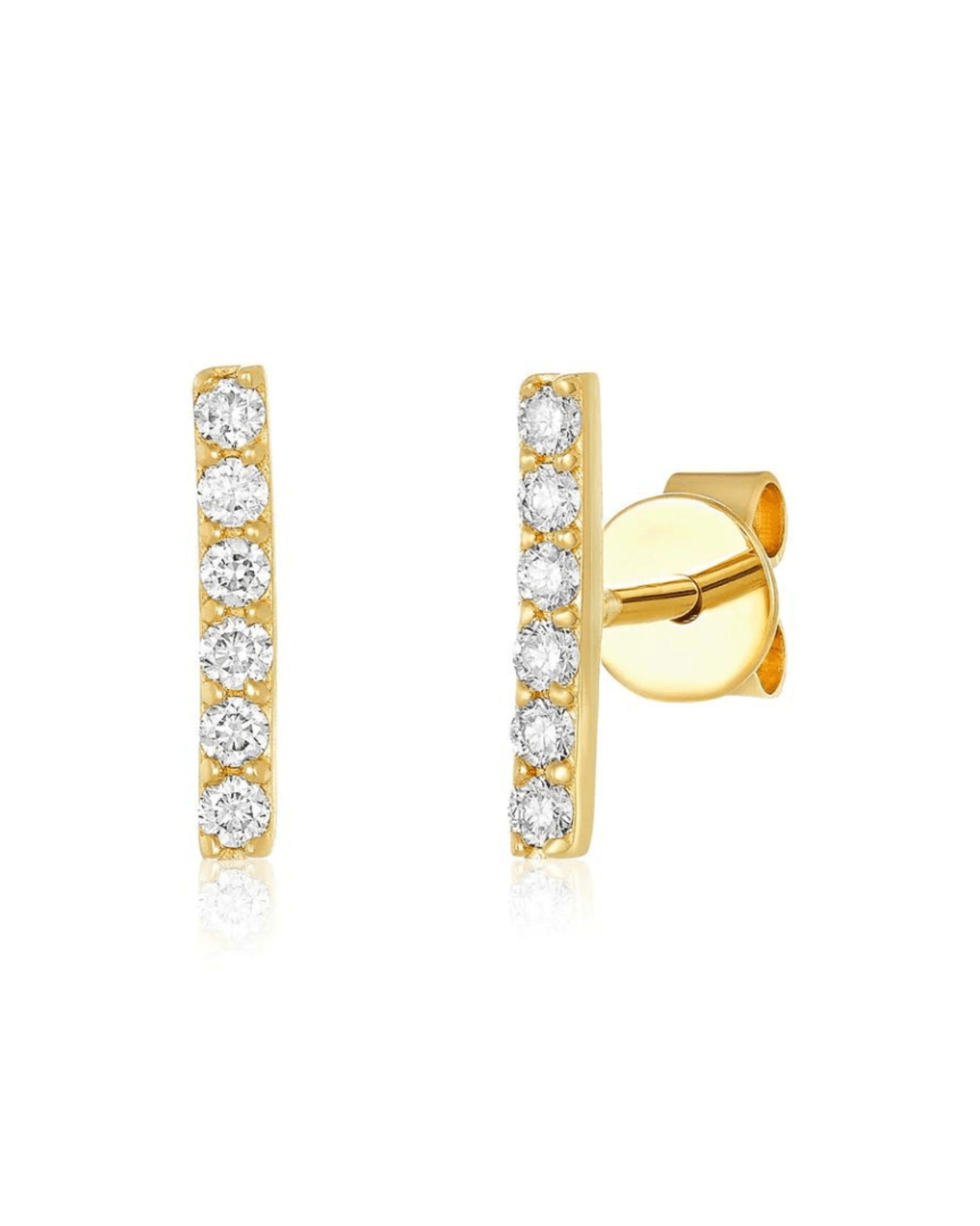 Classic Bar Diamond Studs 14k
