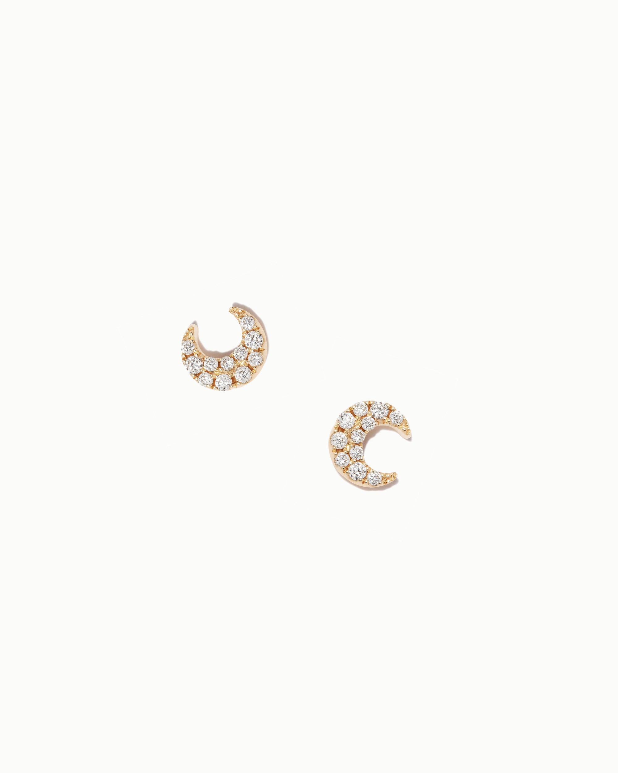 Half Moon Diamond Stud Earrings 14k