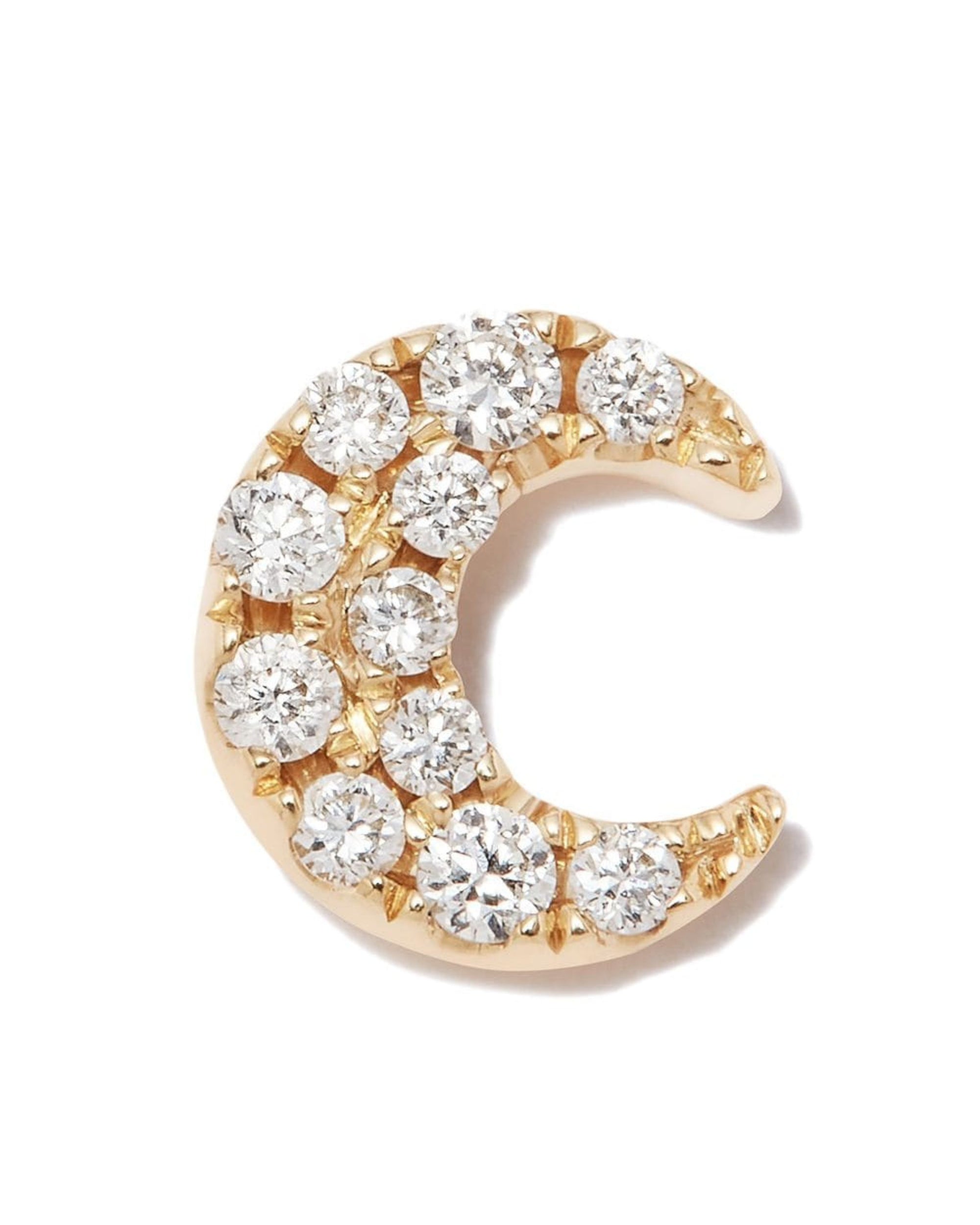 Half Moon Diamond Stud Earrings 14k