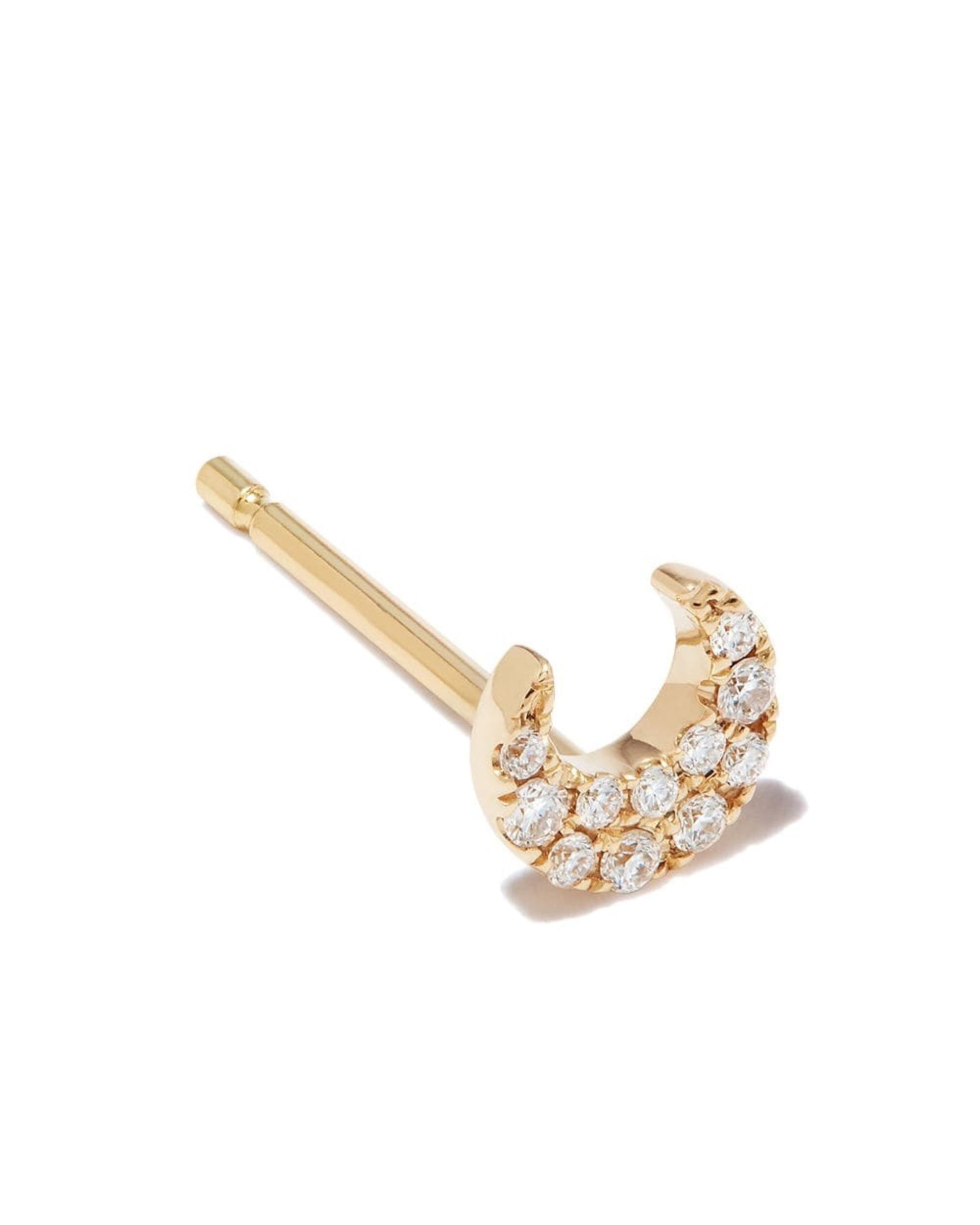 Half Moon Diamond Stud Earrings 14k