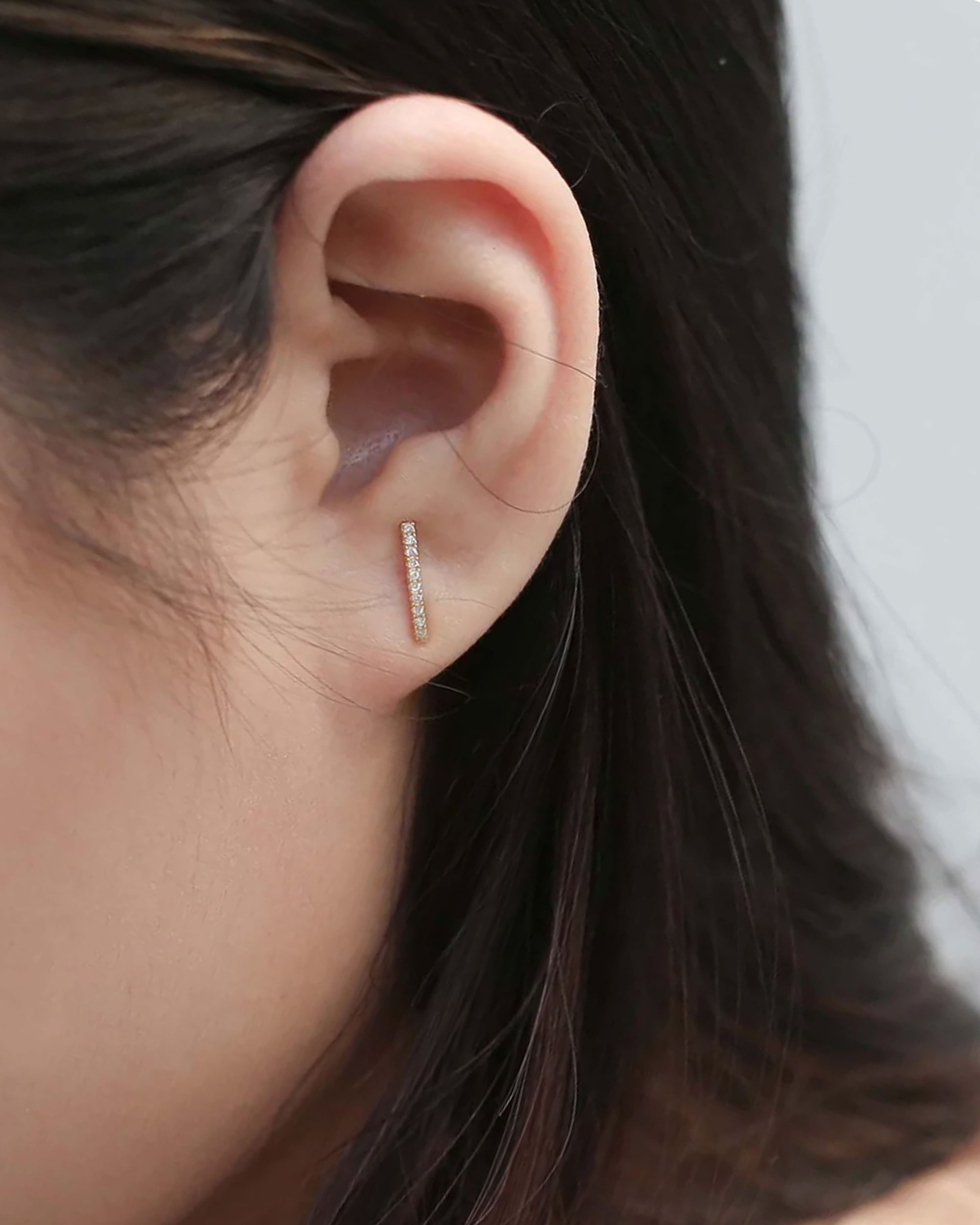 Equality Pavé Bar Diamond Stud Earrings 14k