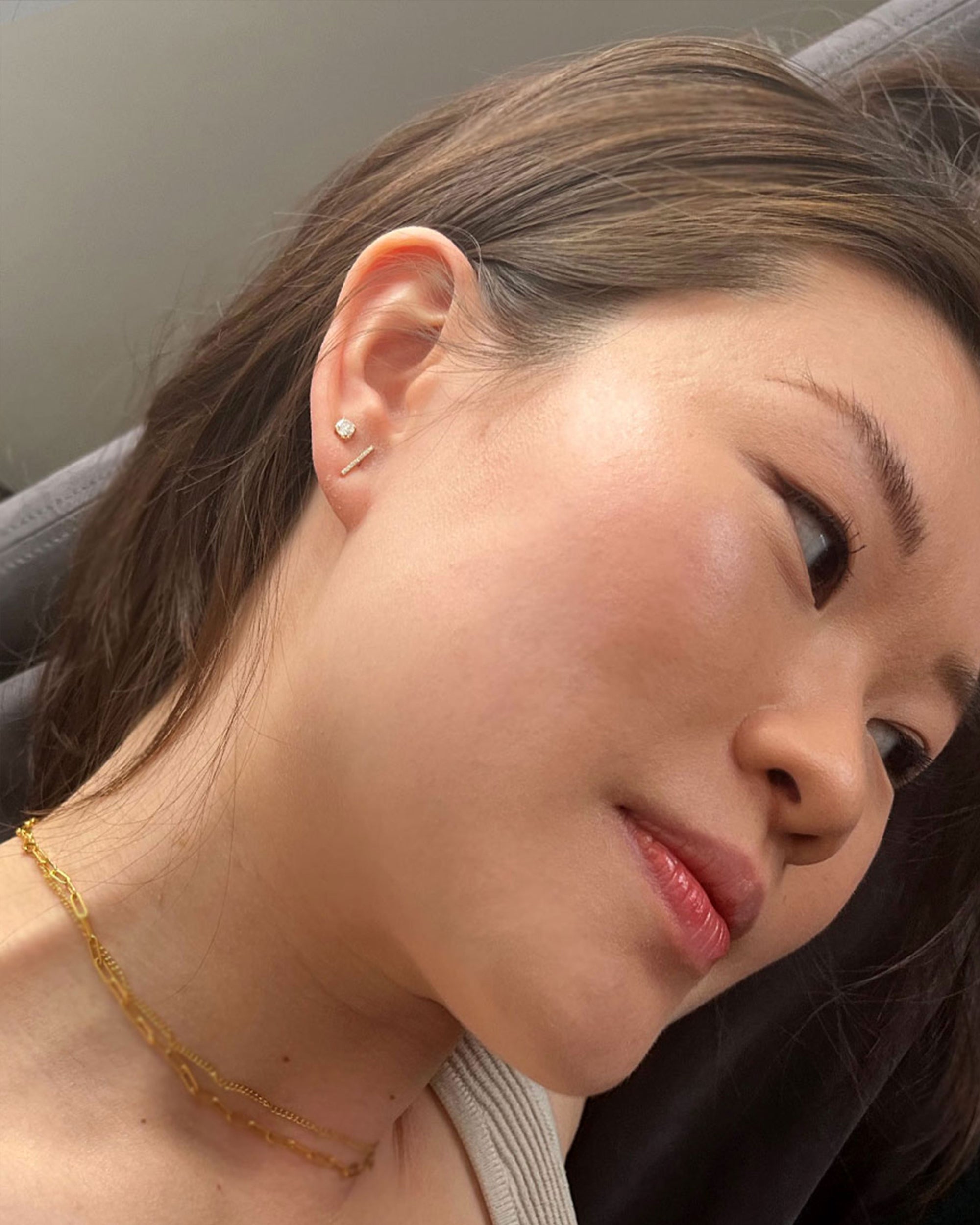 Equality Pavé Bar Diamond Stud Earrings 14k