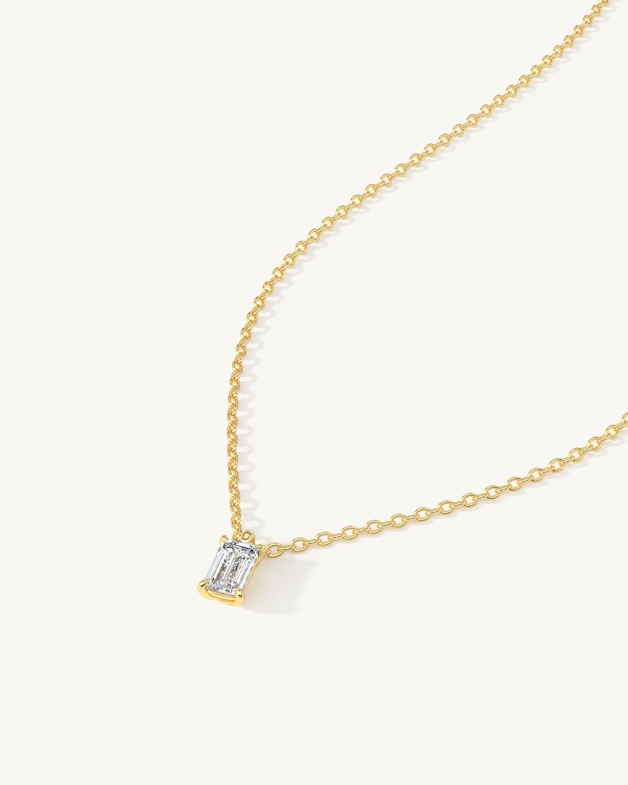 Linea Emerald Diamond Pendant Necklace 14k