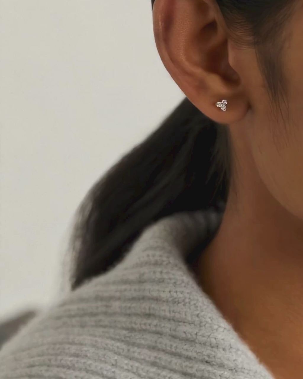 Petite Trois Diamond Stud Earrings 14k video