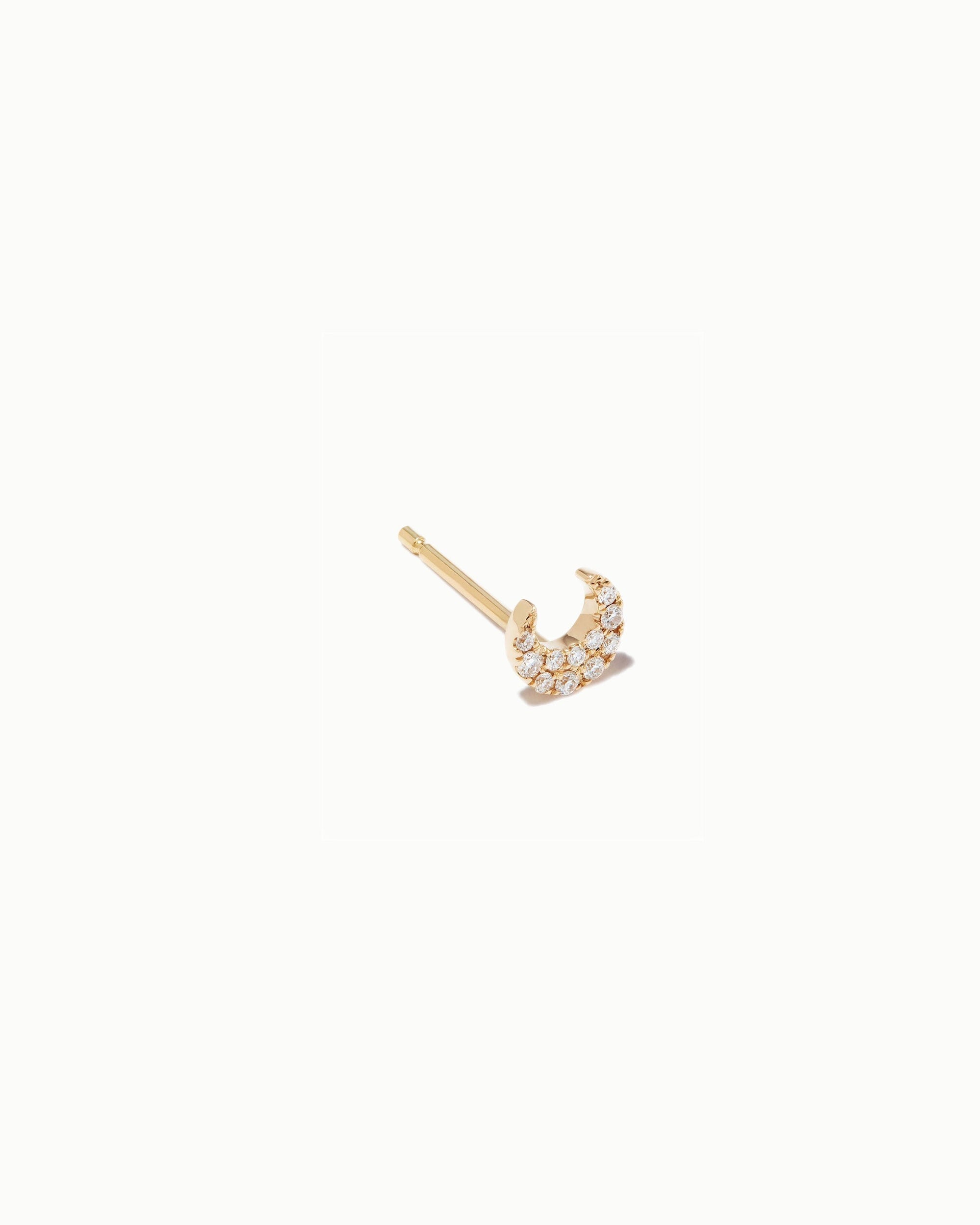 Half Moon Diamond Stud Earrings 14k