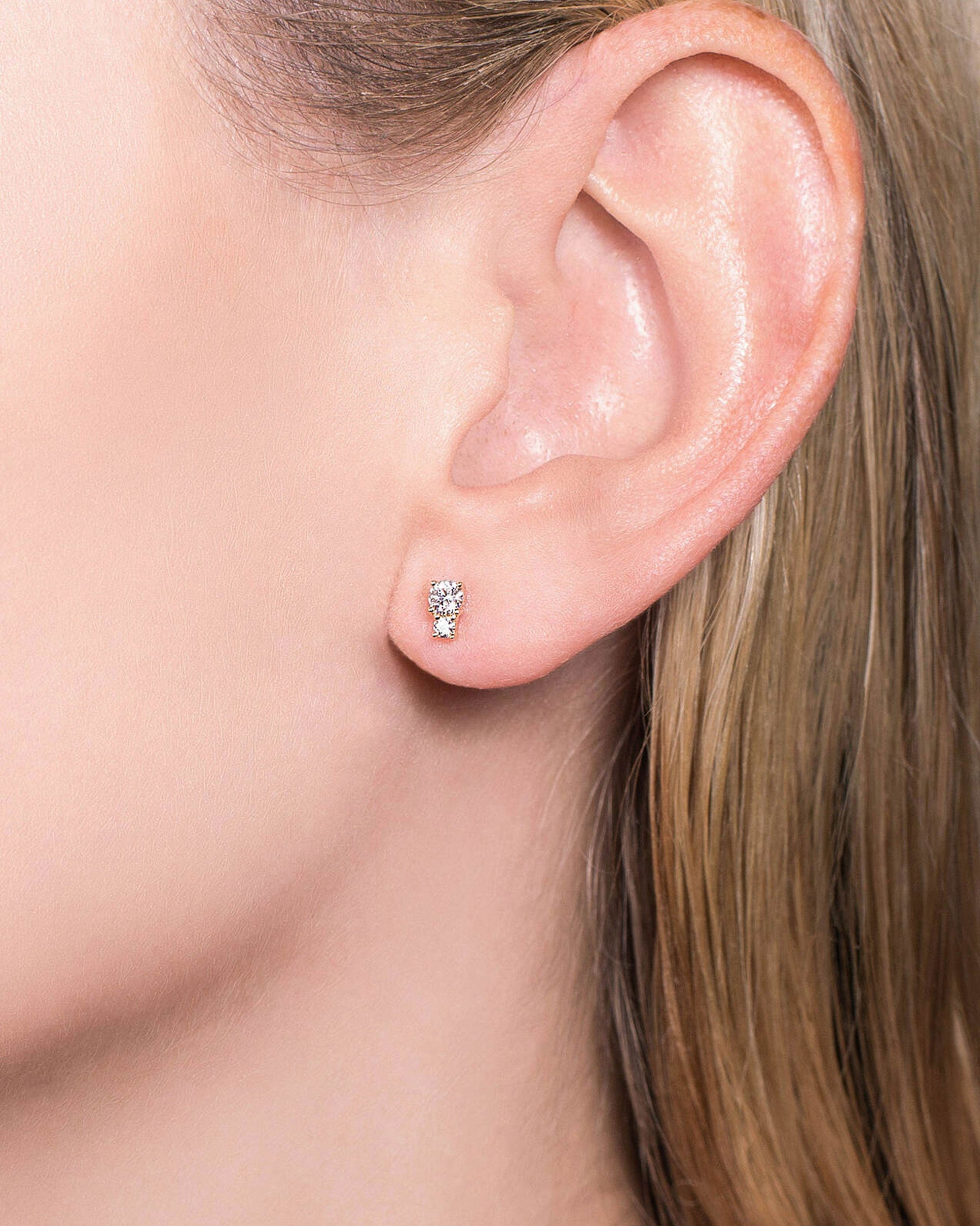 Twin Duo Diamond Stud Earrings 14k