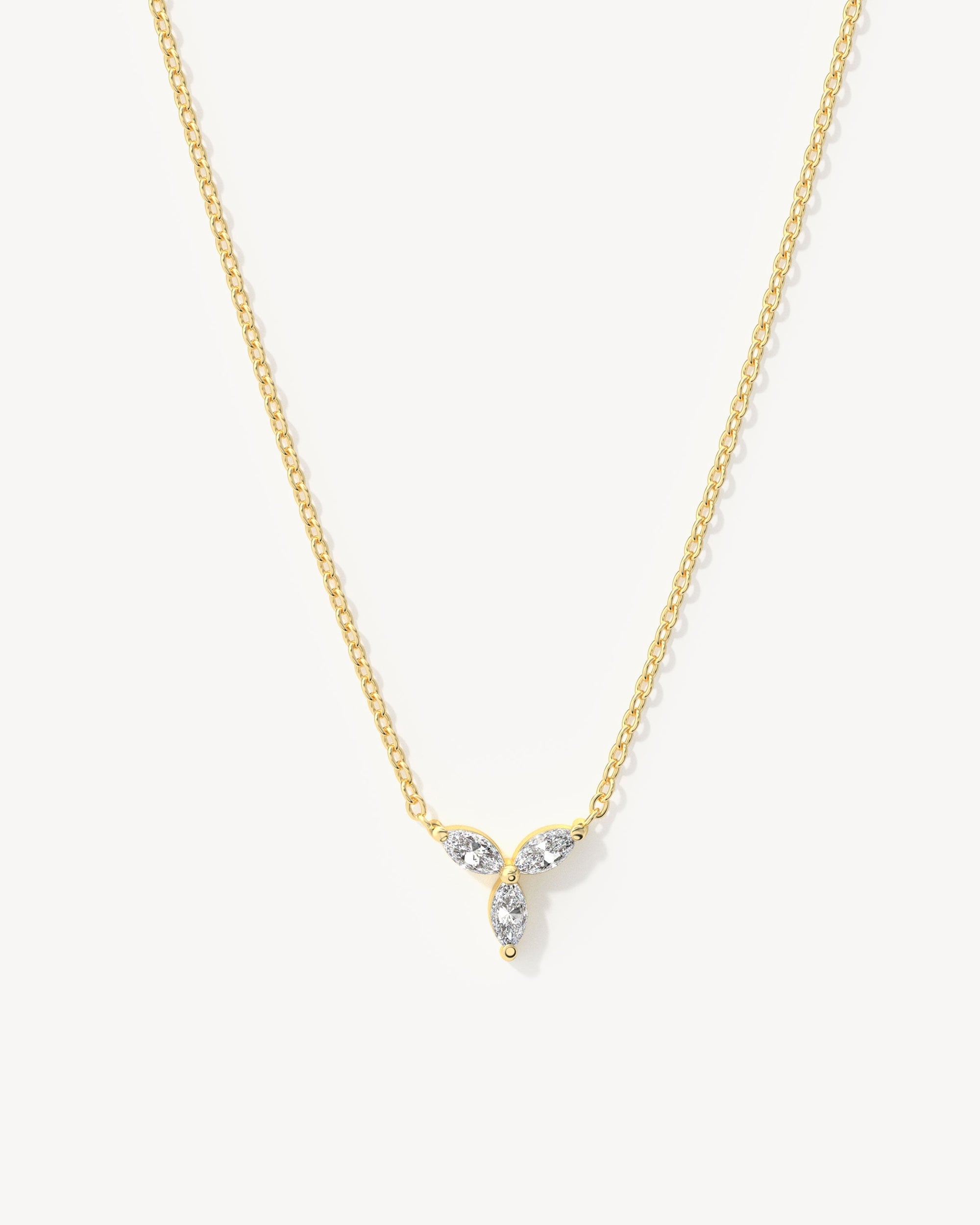 Tri Marquise Diamond Pendant Necklace 14k