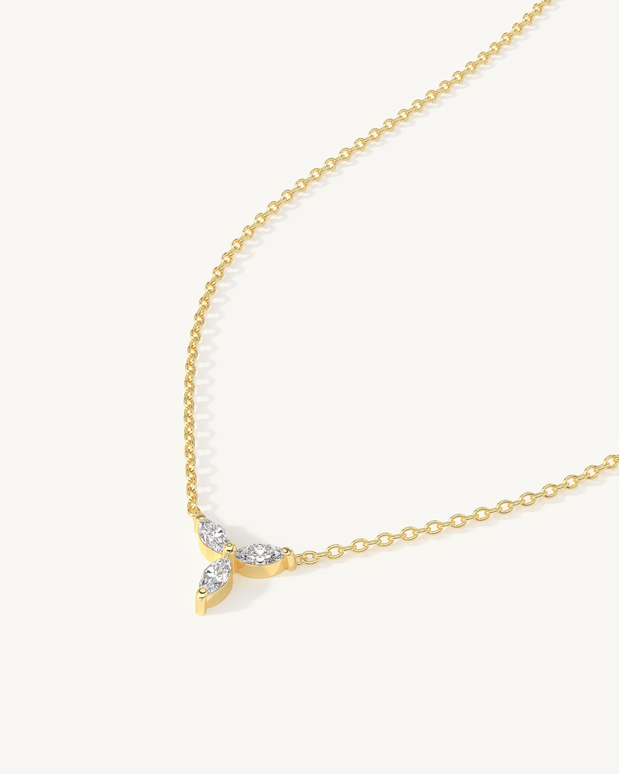 Tri Marquise Diamond Pendant Necklace 14k