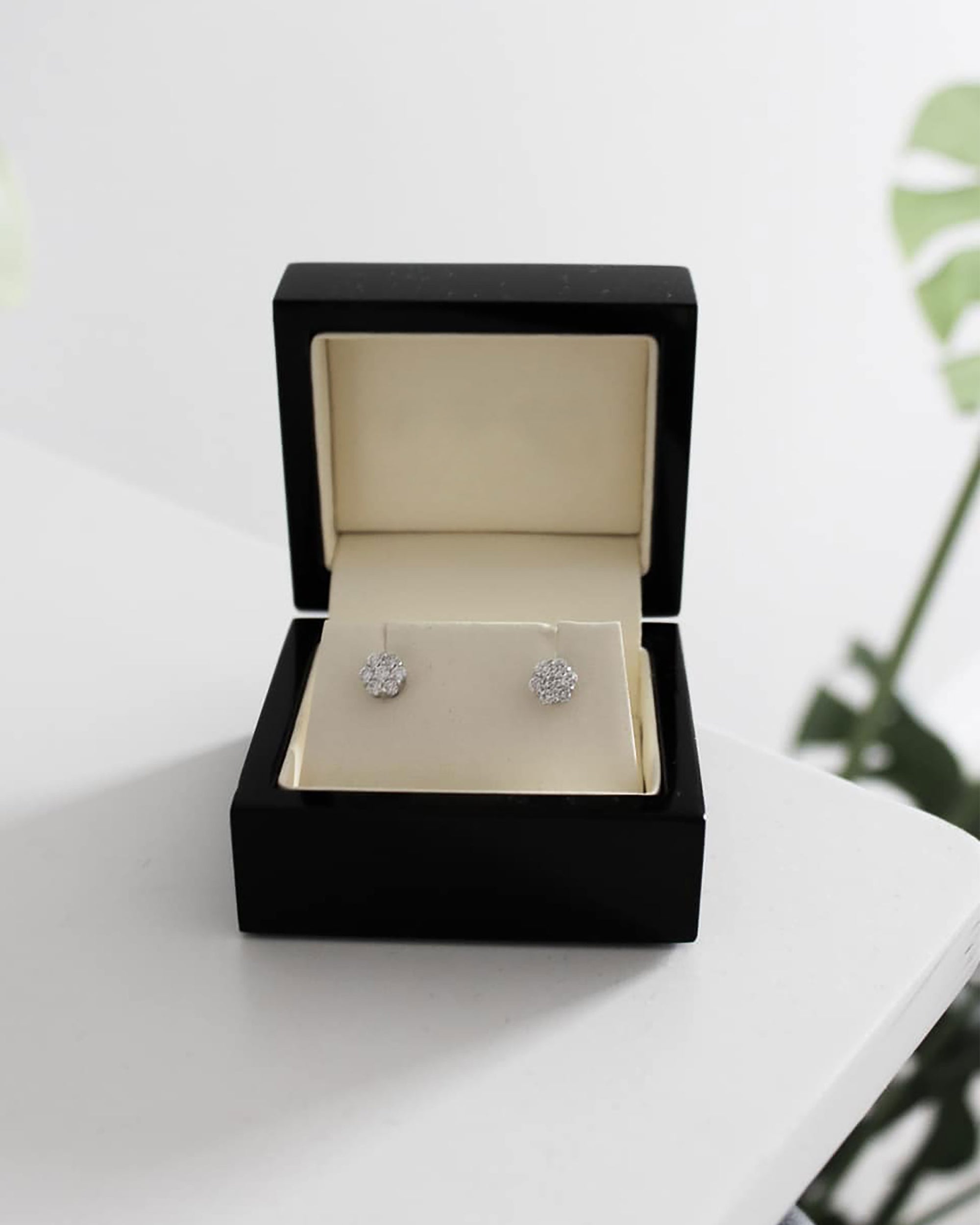 Tri Marquise Diamond Stud Earrings 14k